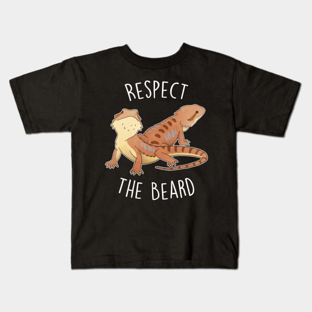 Bearded Dragon Respect the Beard Kids T-Shirt by Psitta